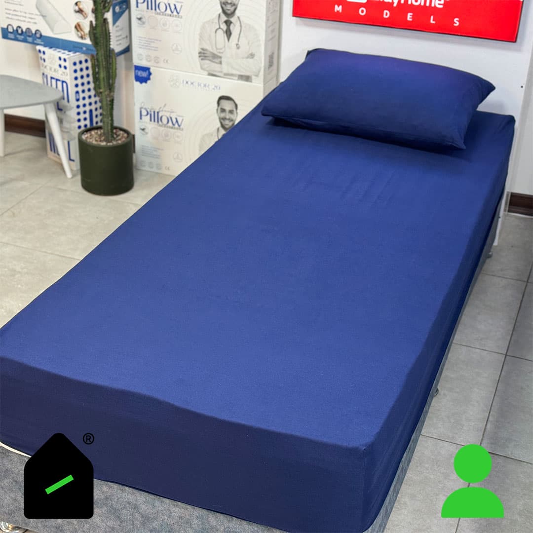 ملحفه نیم ست یک نفره رنگ سرمه ای (ملحفه کش دار+ 1 روبالشتی) Elay home