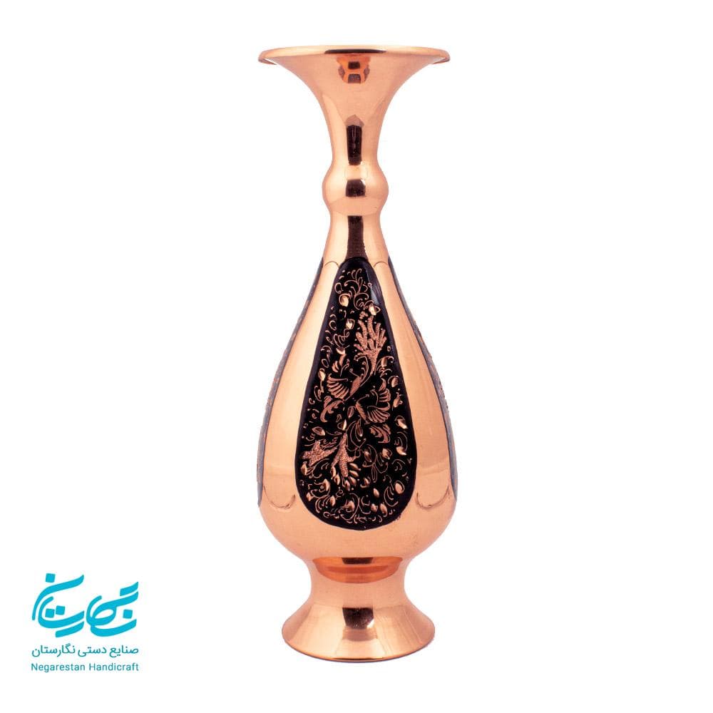 گلدان حکاکی روی مس 25 سانتی چند وجهی