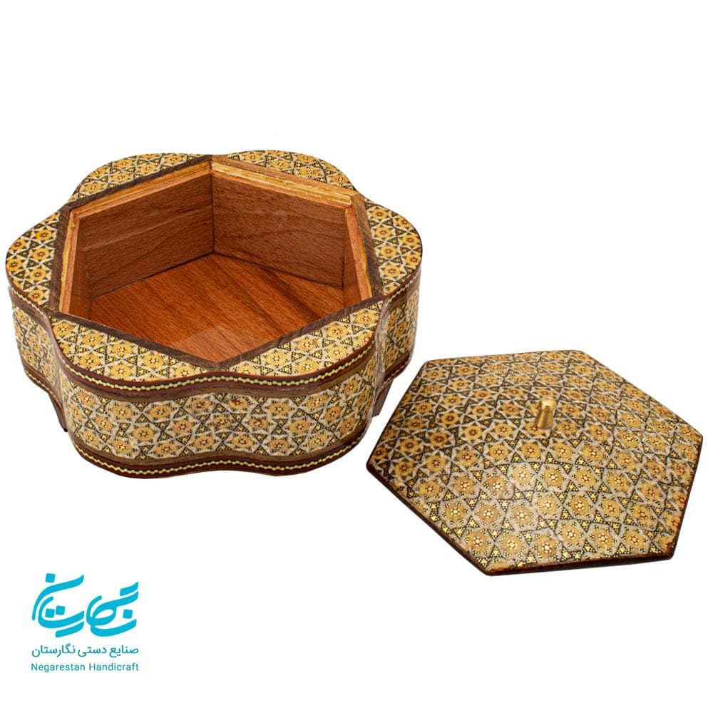 شکلات خوری خاتم کاری طرح گلی — تصویر ۳