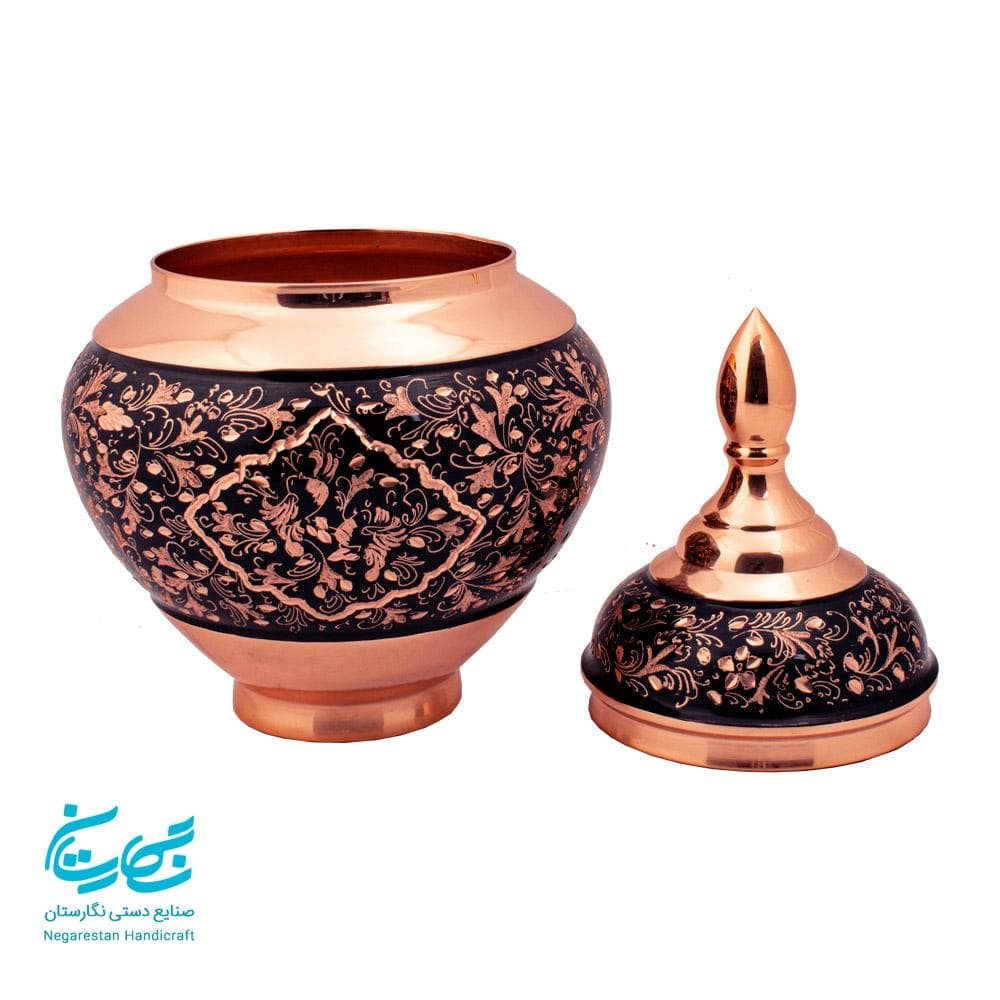 شکلات خوری حکاکی روی مس مدل سیبی ارتفاع 24 — تصویر ۳
