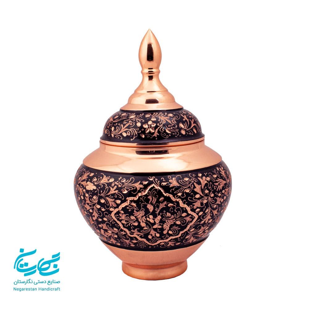 شکلات خوری حکاکی روی مس مدل سیبی ارتفاع 24