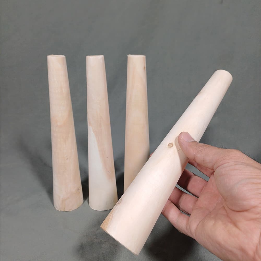 پایه میز چوبی مخروطی 20 سانتی متری خام کد D1-R20 – دیوان دکور — تصویر ۷