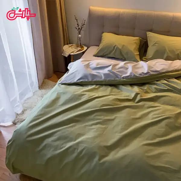 روتختی ساده سبز طوسی – تمام کتان — تصویر ۳
