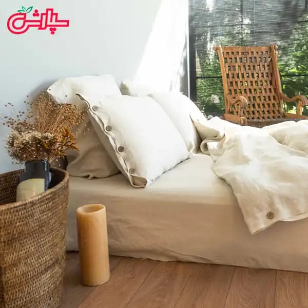 روتختی کاوری ساده کرم روشن پرایم – تمام کتان — تصویر ۲