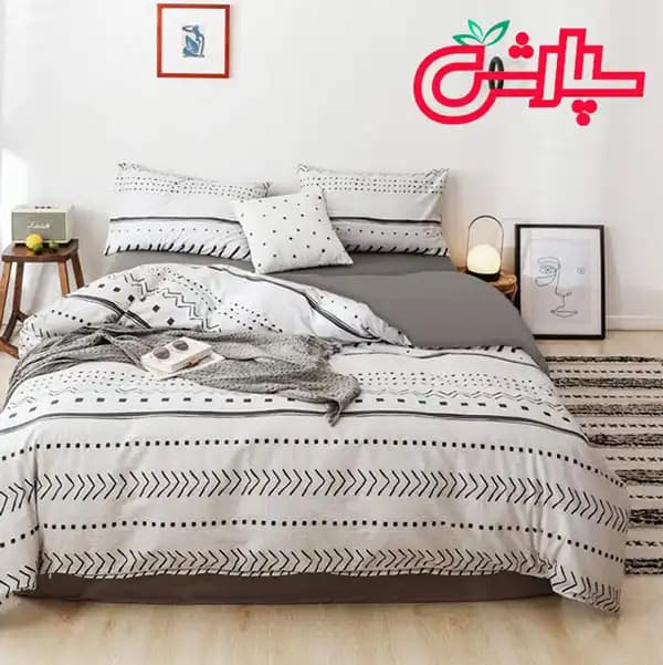 لحاف روتختی بوهو سفید مشکی – مخمل ابریشم (338) — تصویر ۵