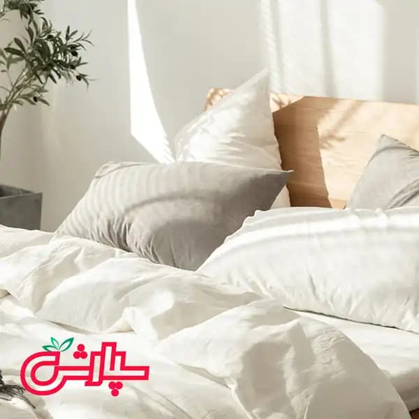 روتختی کاوری ساده تمام کتان پرایم – سفید طوسی — تصویر ۳