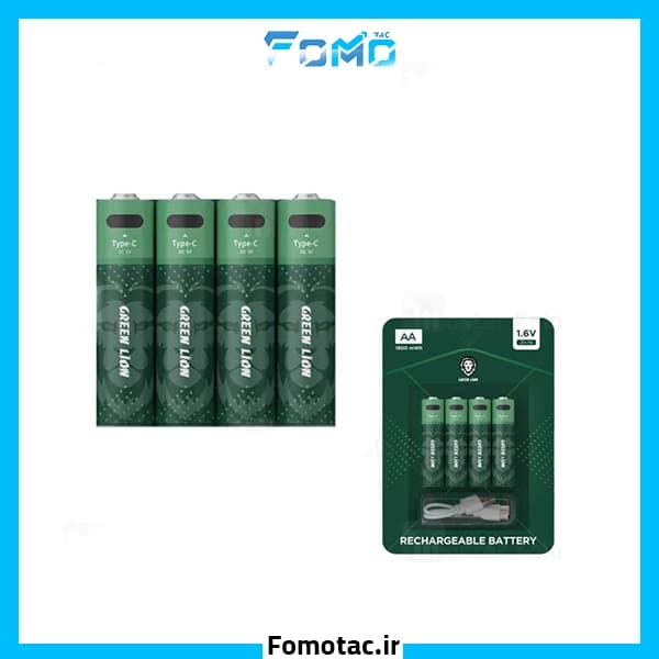 باتری قلمی شارژی 1800MWh گرین لاین (GREEN LION) مدل AA — تصویر ۵