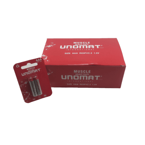 باتری نیم قلمی یونومات UNOMAT | بسته 30 کارتی | 60 عددی | AAA