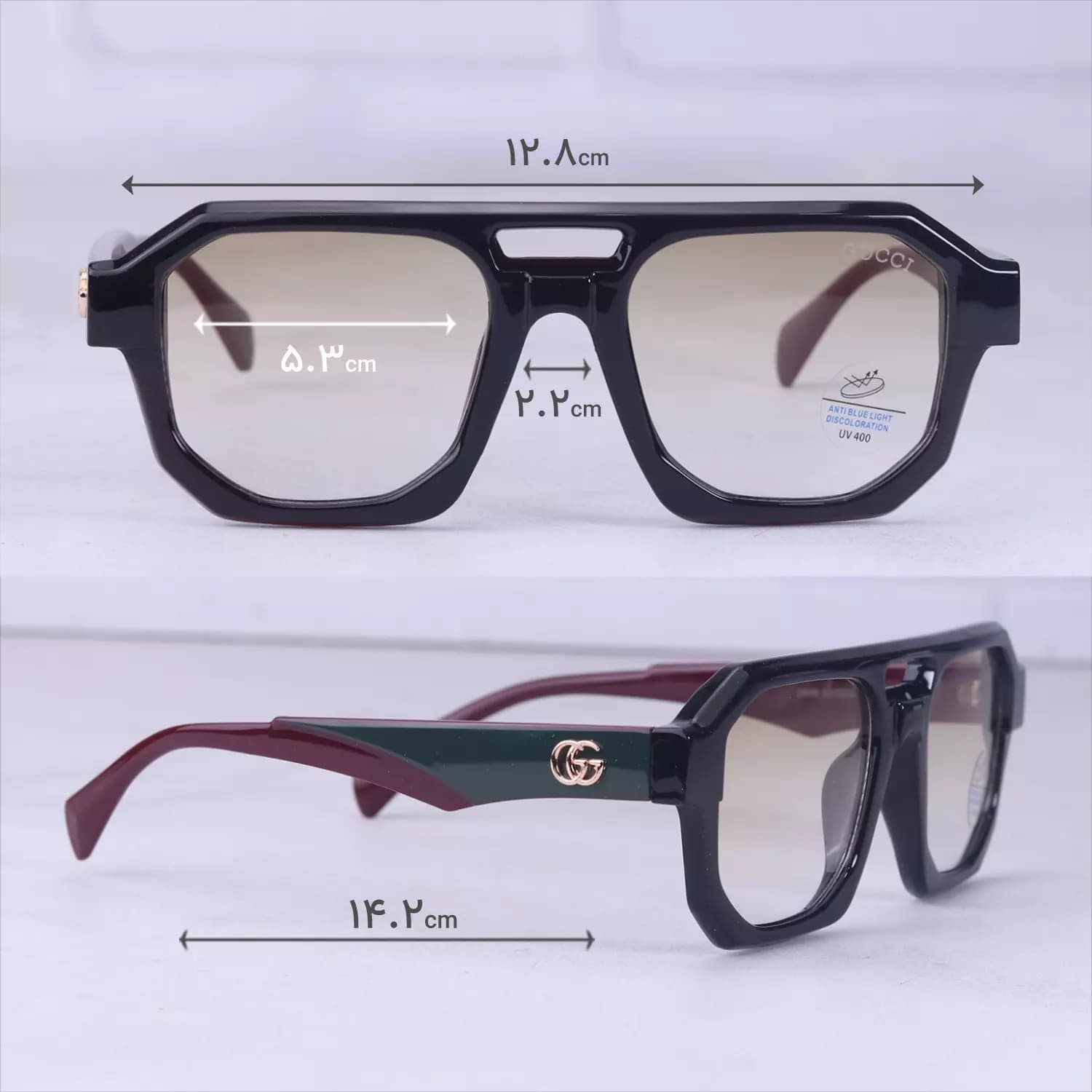 عینک آفتابی گوچی فریم زرشکی عدسی زرد 2486/2 — تصویر ۳
