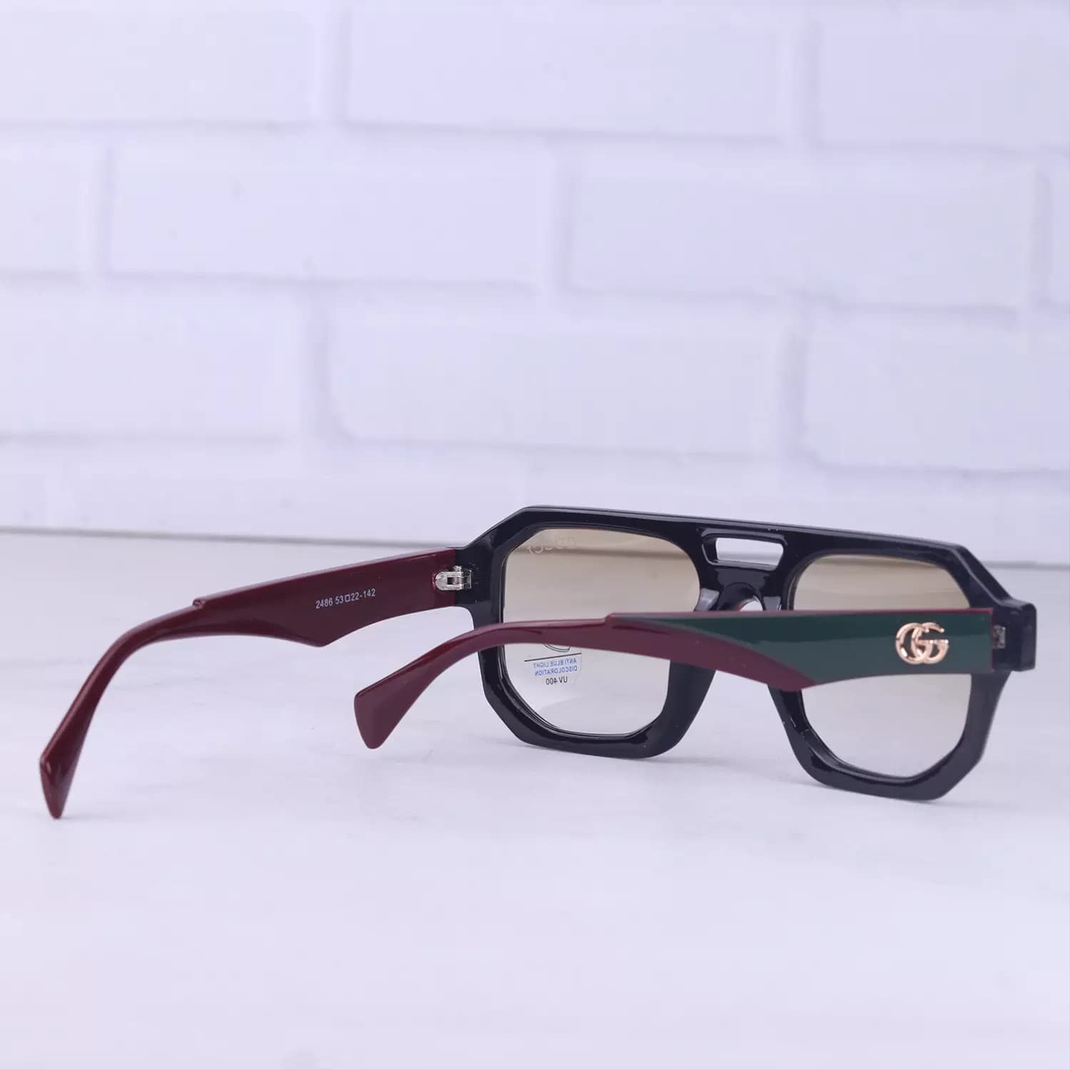 عینک آفتابی گوچی فریم زرشکی عدسی زرد 2486/2 — تصویر ۴