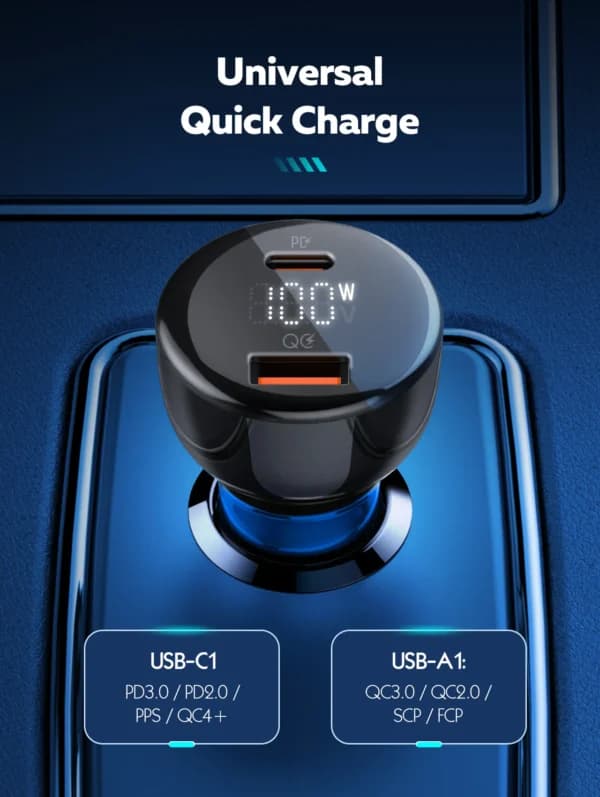 شارژر فندکی الدینیو مدل Ldnio C101 car charger 100W C TO C cable — تصویر ۱۰
