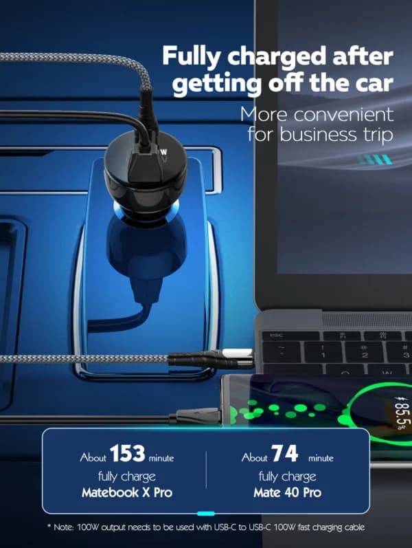 شارژر فندکی الدینیو مدل Ldnio C101 car charger 100W C TO C cable — تصویر ۳