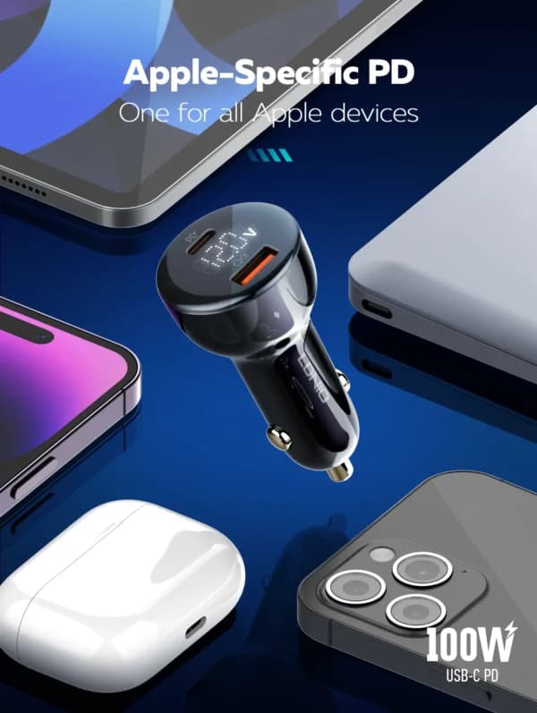 شارژر فندکی الدینیو مدل Ldnio C101 car charger 100W C TO C cable — تصویر ۴