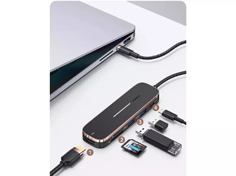 هاب تایپ سی 6 پورت یوسامز Usams SJ578 hup01 hdmi port — تصویر ۴