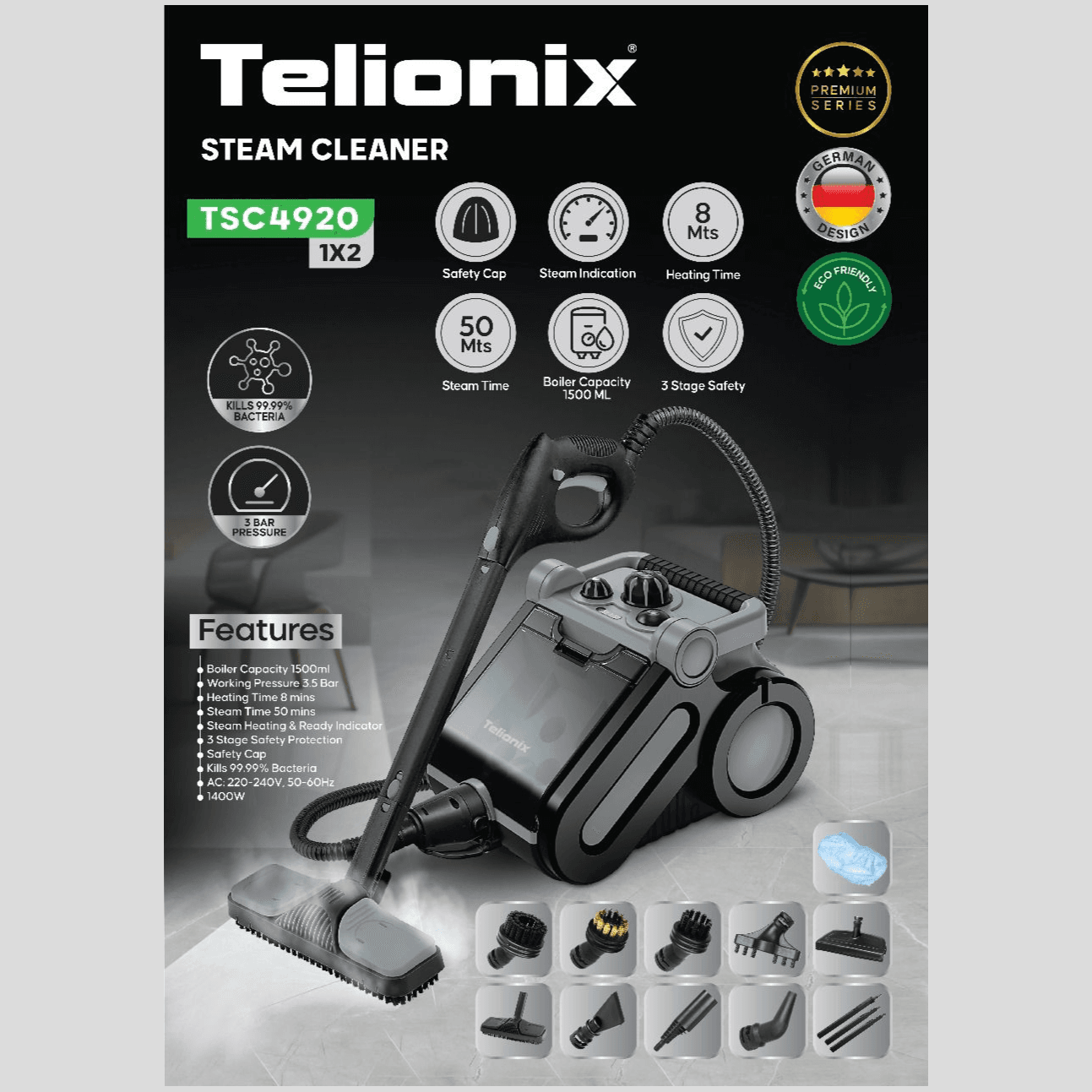 بخارشوی حرفه‌ای تلونیکس مدل TSC4920 — تصویر ۳
