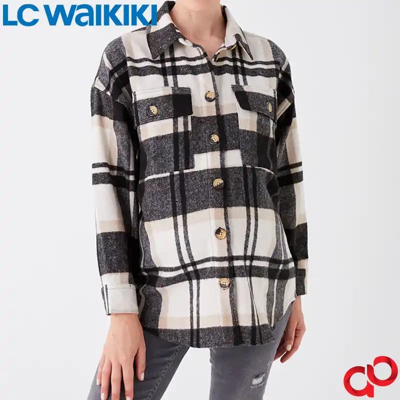 شومیز آستین بلند زنانه ال سی وایکیکی LC Waikiki مدل شطرنجی — تصویر ۶
