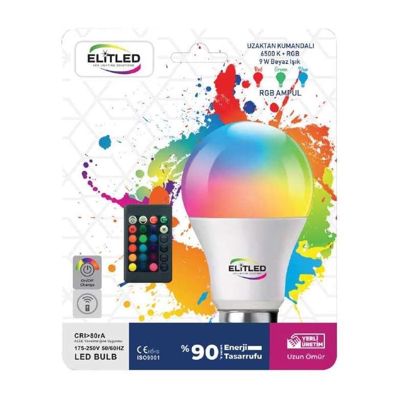 لامپ LED رنگی ریموت دار 9 وات ELITLED RGB