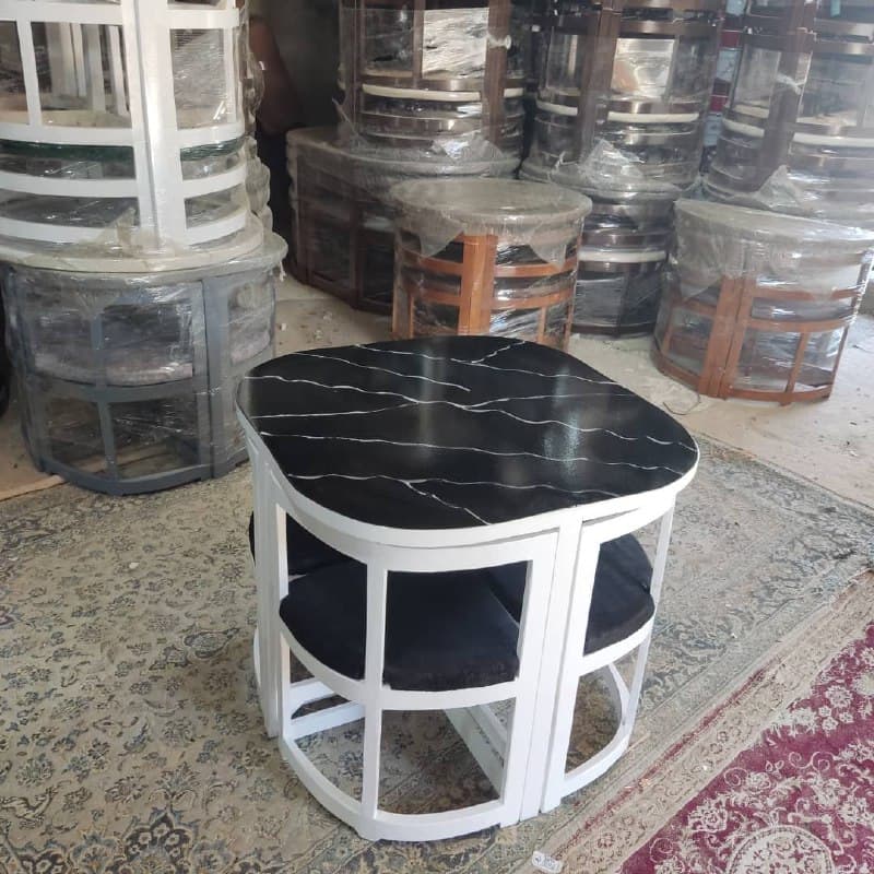 میز ۴ نفره ناهار خوری چوبی مربع کمجا — تصویر ۱۱