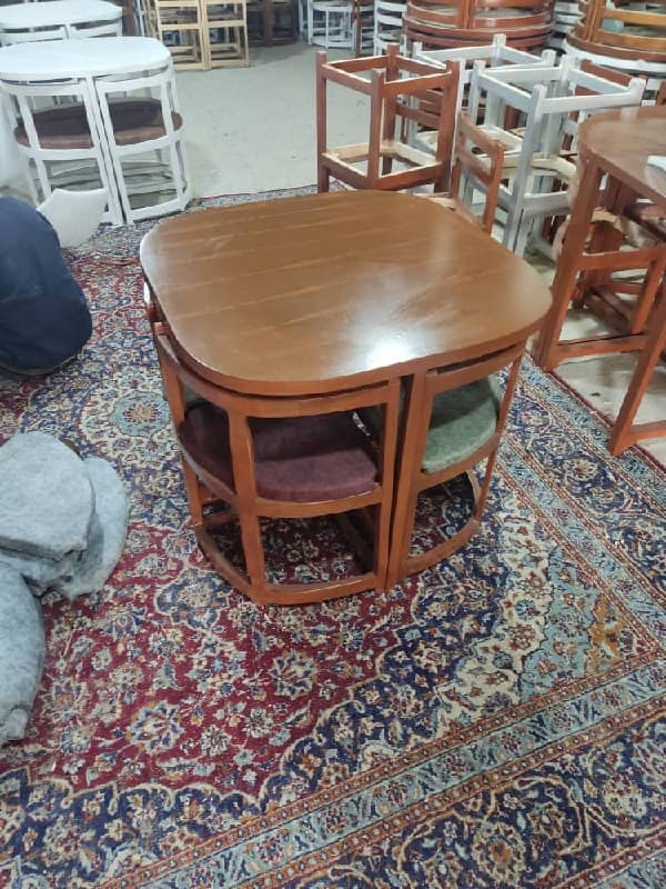 میزوصندلی ۴ نفره ناهار خوری مربع چوبی لبه گرد کمجا — تصویر ۱۰