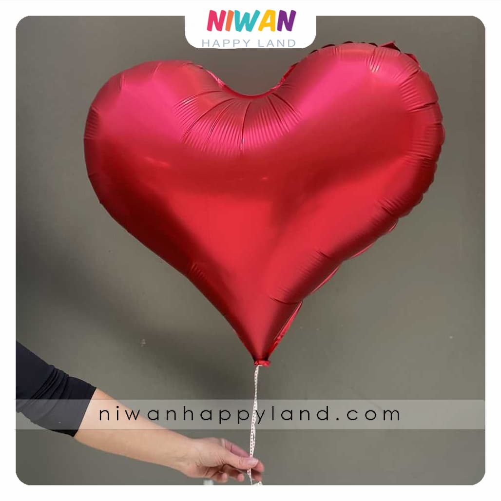 بادکنک فویلی قلب قرمز بزرگ کروم — تصویر ۴