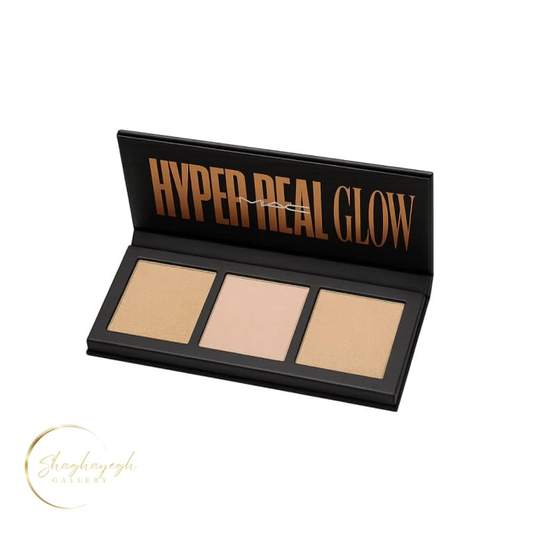 پالت هایلایتر سه رنگ مک هایپر ریل گلو MAC Hyper Real Glow Palette 13.5g Flash + Awe — تصویر ۳