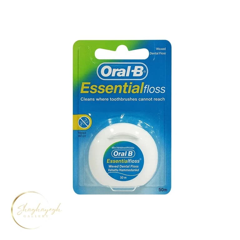 نخ دندان اورال-بی مدل Essential Floss مومی طعم نعنایی 50 متر Oral-B Essential Floss Waxed Mint