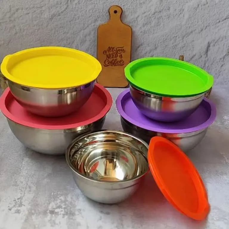 سرویس لگن استیل 10 پارچه درب دار یونیک لیون (Unique Lion) درب ژله‌ای — تصویر ۸