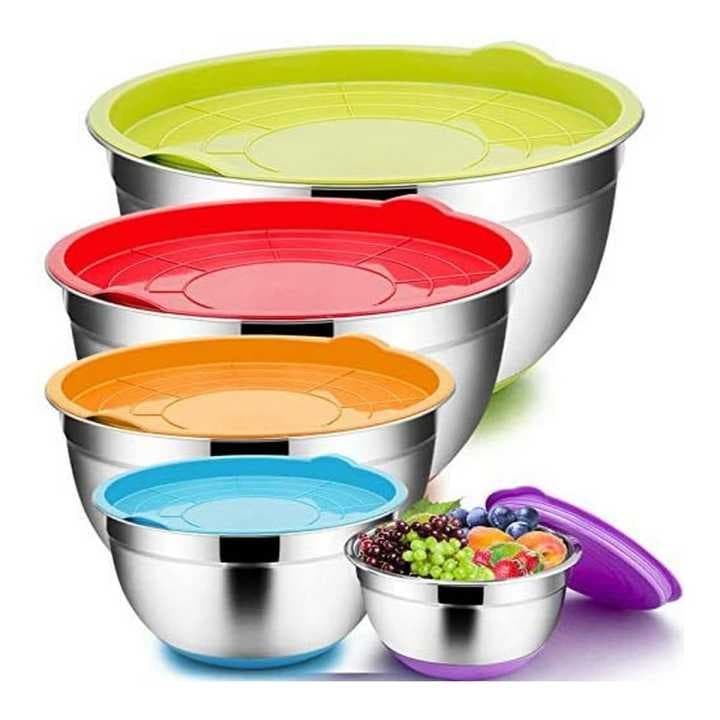 سرویس لگن استیل 10 پارچه درب دار یونیک لیون (Unique Lion) درب ژله‌ای