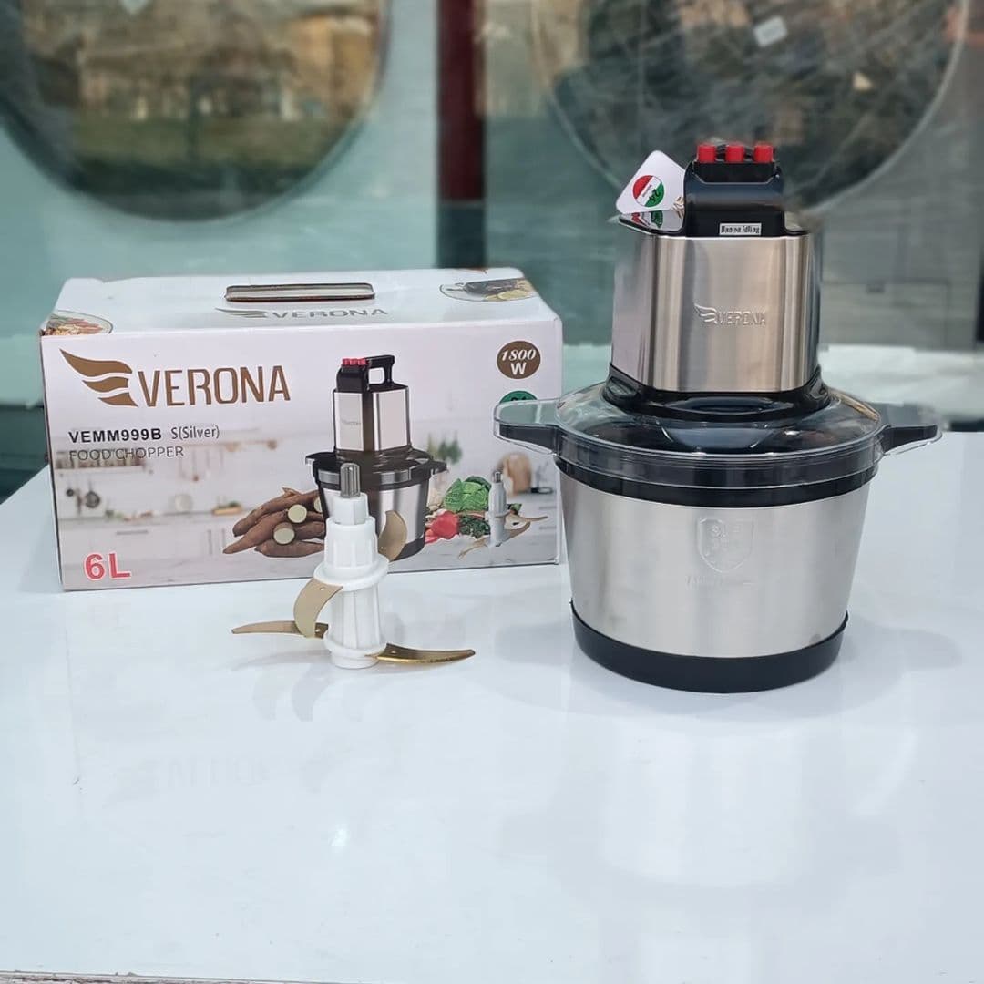 خردکن 6 لیتری ورونا مدل WEMM999 | 1800 وات، کاسه استیل، 3 سرعته، 24 ماه ضمانت