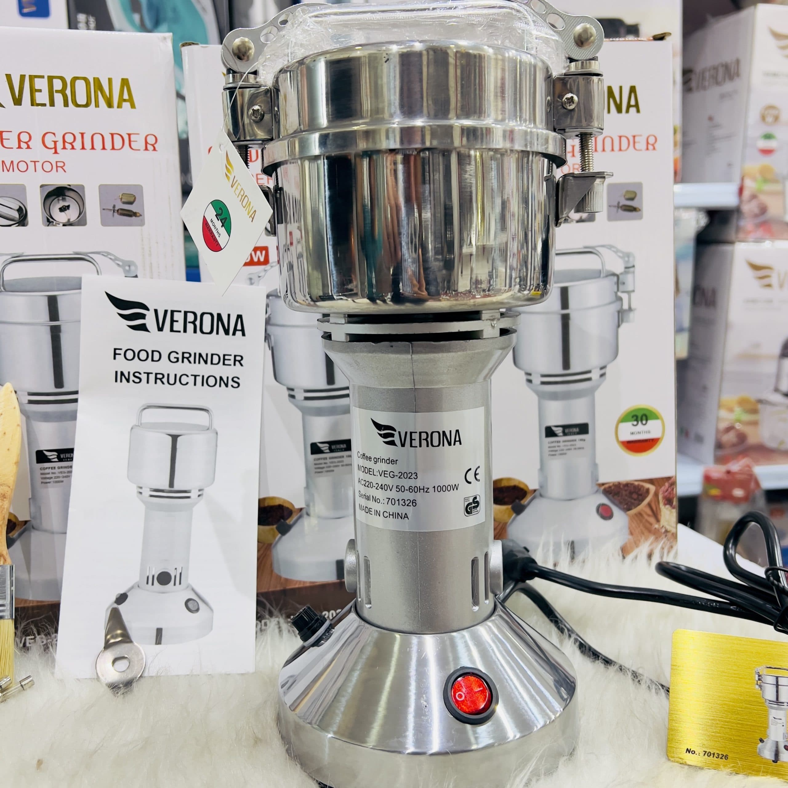آسیاب صنعتی ورونا مدل VEG-2023 ظرفیت 150 گرم 1000 وات تمام استیل — تصویر ۹