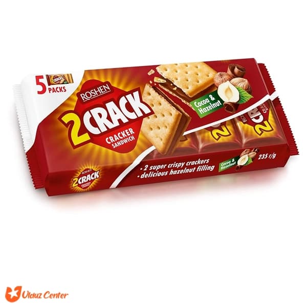 بیسکوئیت کراکر ساندویچی با مغز شکلاتی و فندق روشن 190 گرم