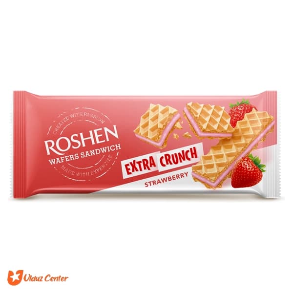 ویفر ساندویچی روشن مدل Extra Crunch با طعم توت فرنگی 142 گرم