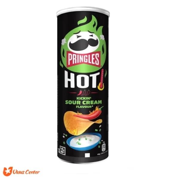 چیپس پرینگلز با طعم تند و خامه نرش مدل kickin sour crem flavour وزن 165 گرم