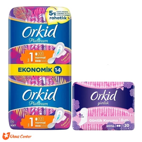 نوار بهداشتی ارکید مدل Platinum سایز 1 بسته 14 عددی + پد روزانه ارکید Gunluk بسته 20 عددی — تصویر ۲