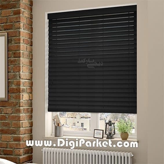 پرده کرکره چوبی سیاه رنگ 5 سانتیمتری کد dp06