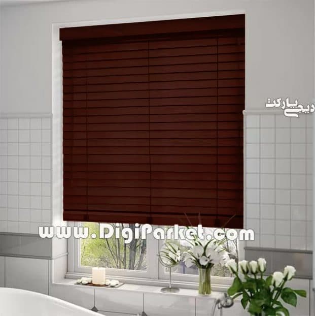 پرده کرکره چوبی زرشکی ۵ سانتیمتری کد dp255