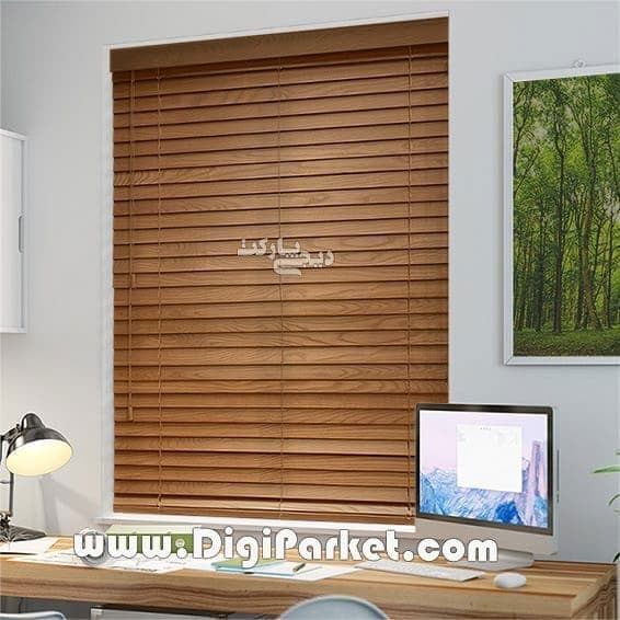 پرده کرکره چوبی کرم ۵ سانتیمتری کد dp615