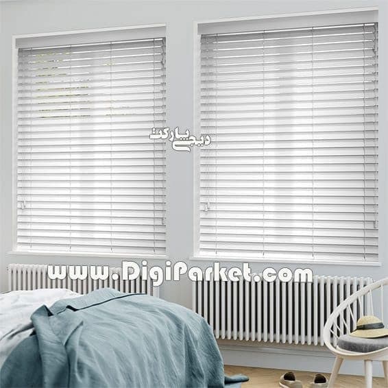 پرده کرکره چوبی سفید رنگ ۲.۵ سانتیمتری کد dp254