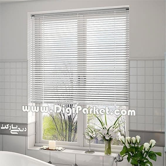 پرده کرکره فلزی آلومینیومی سفید ساده ۲۵ میلیمتری dp1