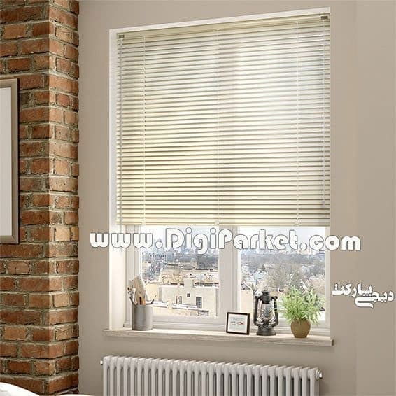 پرده کرکره فلزی کرم ساده ۱۶ میلیمتری dp41