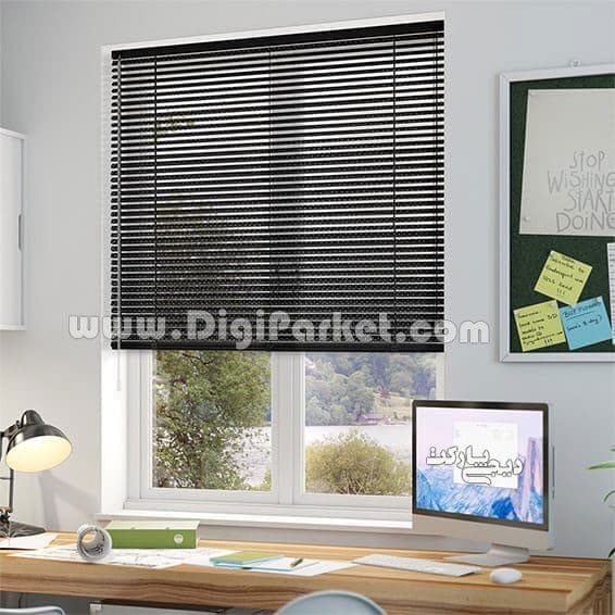 پرده کرکره فلزی پرفراژ مشکی ۲۵ میلیمتری dp164