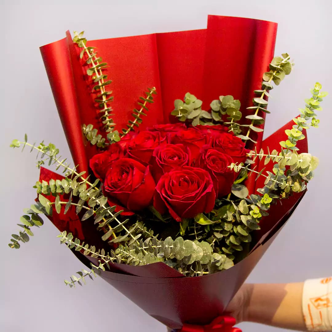 دسته گل رز قرمز کد 23843| باختر — تصویر ۵