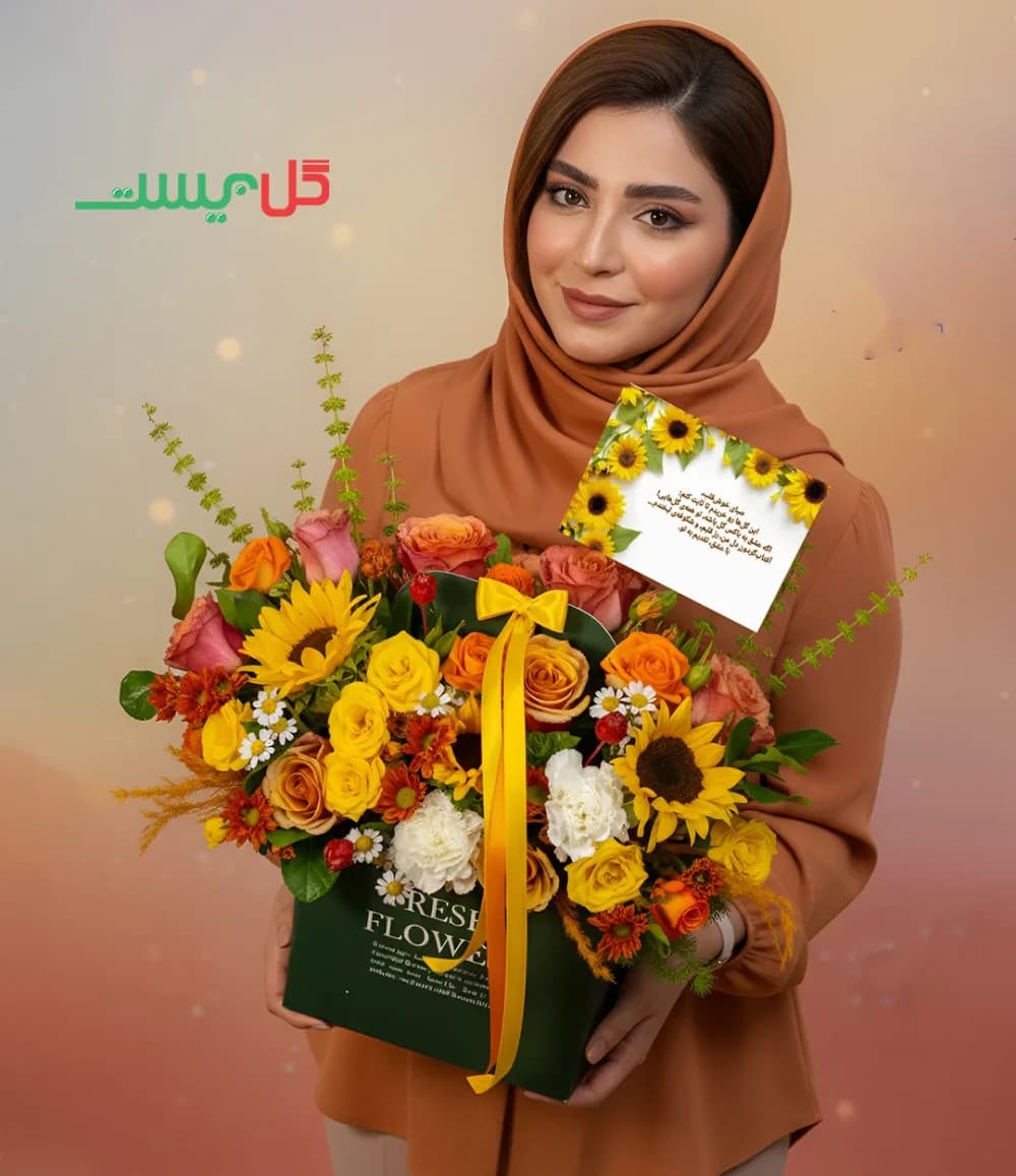 باکس گل مهربانو | باکس گل تولد ارزان قیمت با آفتابگردان — تصویر ۵