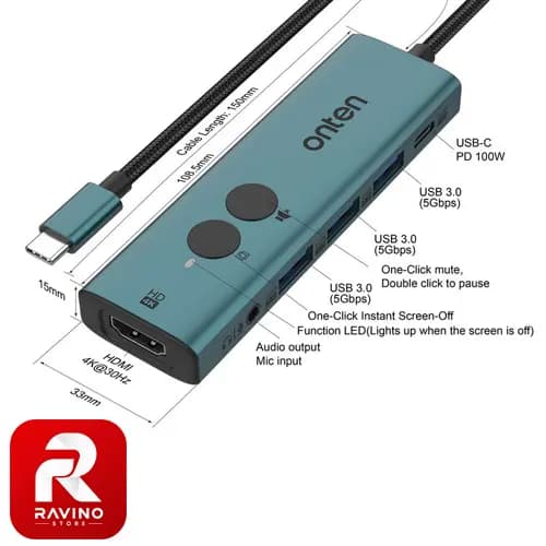 هاب USB-C اونتن مدل +OTN UC123 — تصویر ۳