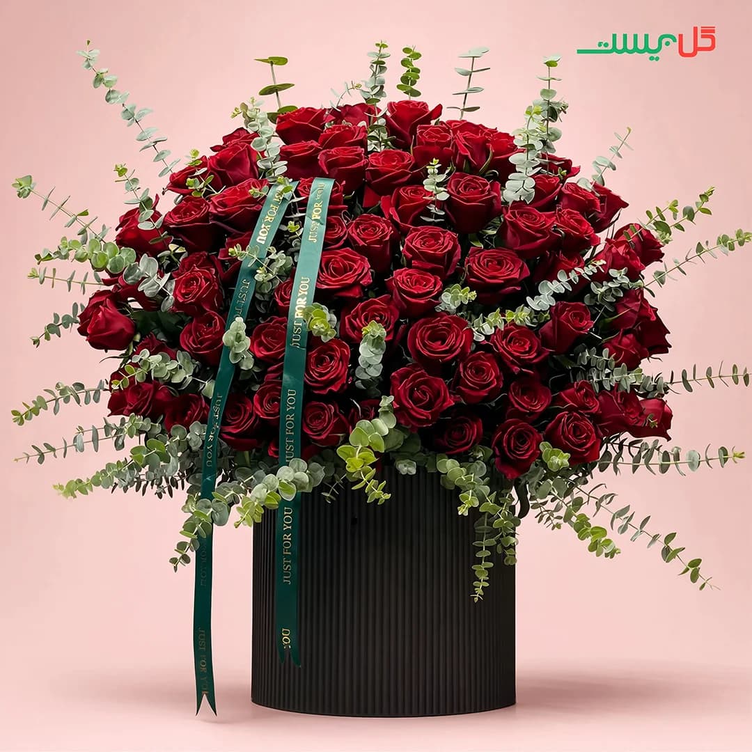 باکس گل بیتا | 60 شاخه رز قرمز مجلل | گل بیست — تصویر ۳