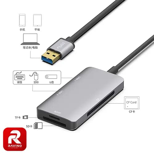 هاب USB 3.0 و کارت‌خوان 5 پورت اونتن 8107 — تصویر ۷