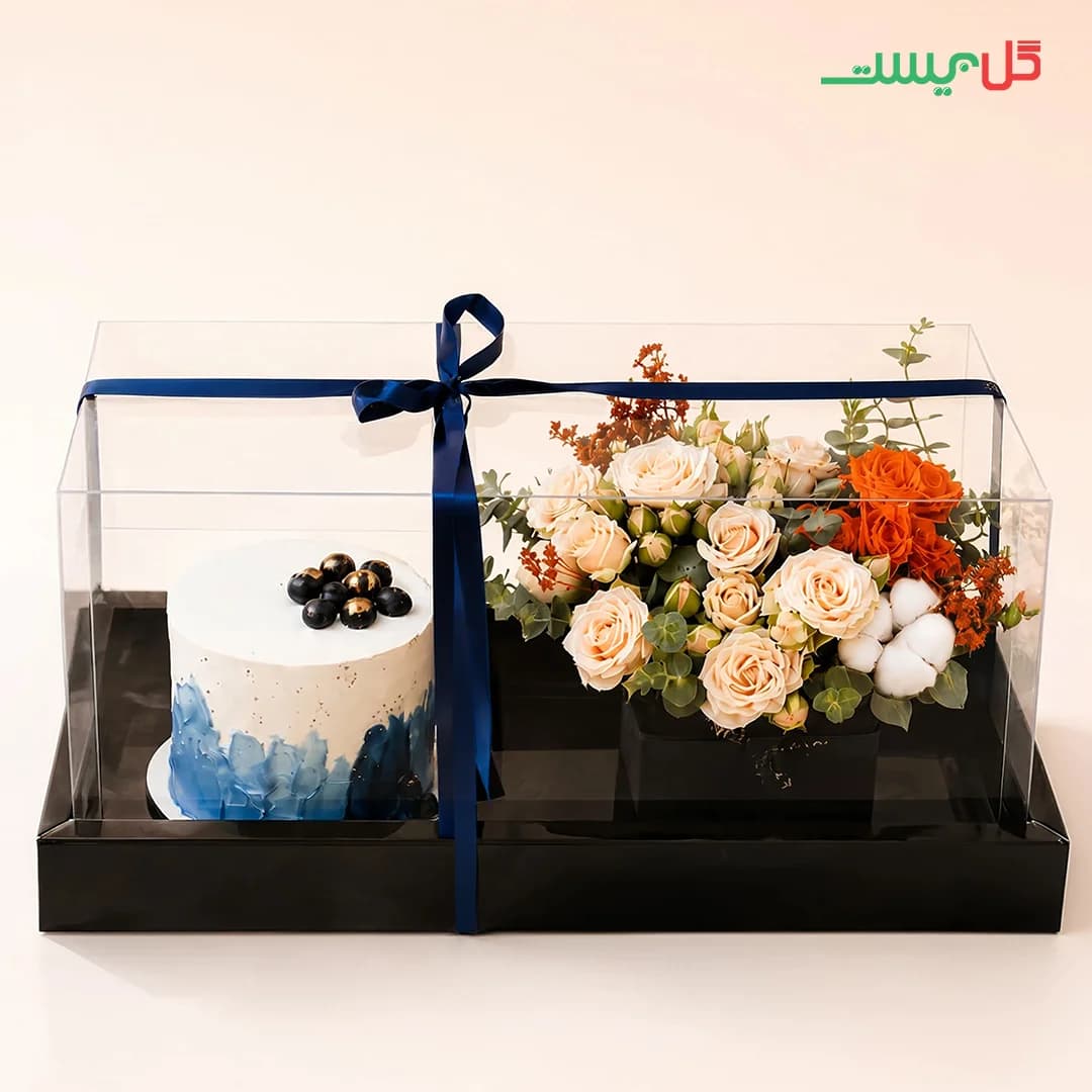 باکس گل سمانه | پلکسی و کیک | گل فروشی آنلاین گل بیست — تصویر ۲