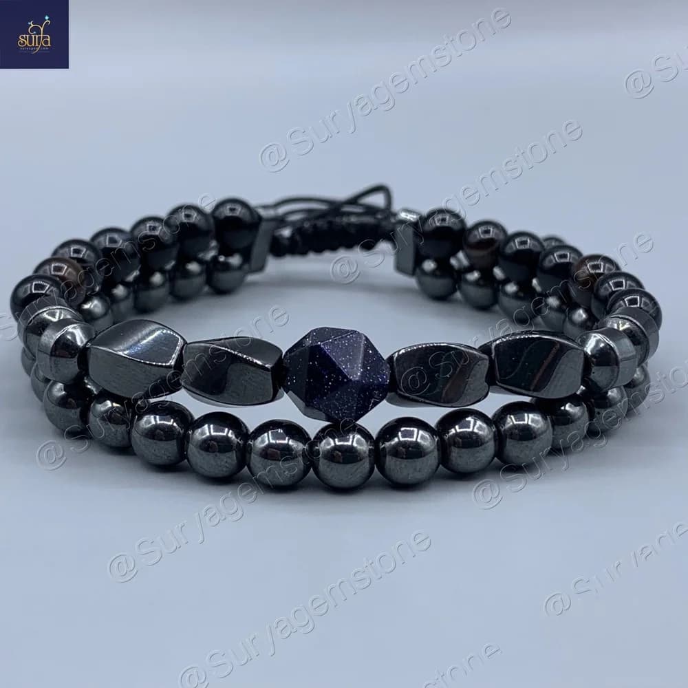 دستبند سنگی مردانه ، سنگ عقیق اصل و معدنی ، حدید و دلربا Iron Hand 6