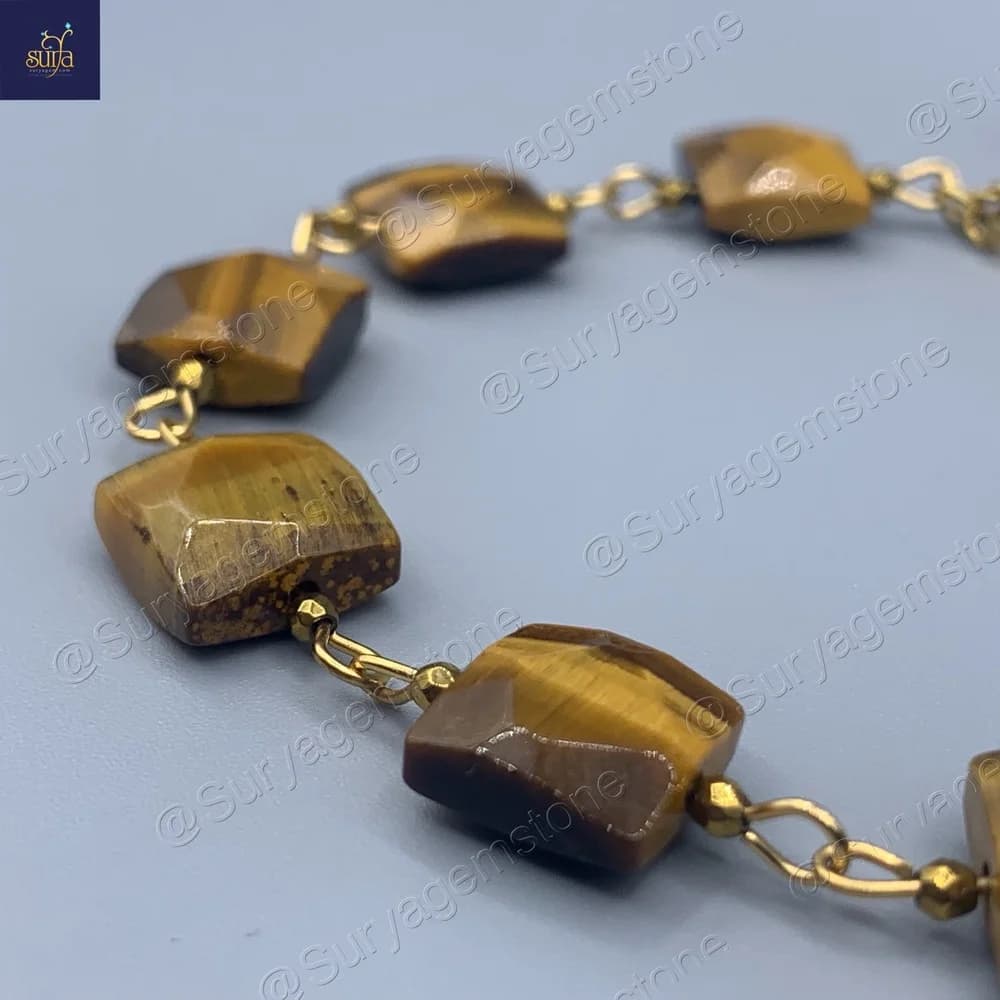دستبند سنگی زنانه ، سنگ چشم ببر اصل و معدنی Shani Series — تصویر ۸