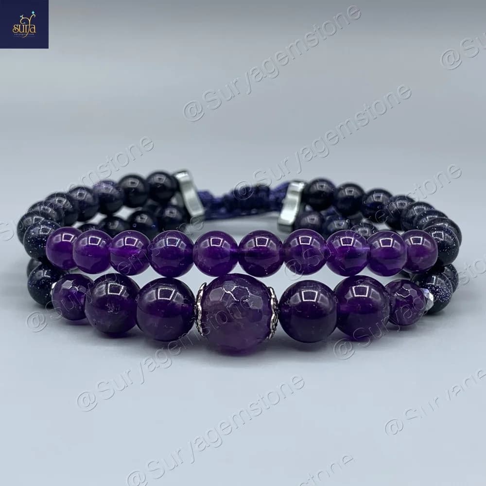 دستبند زنانه سنگی ، سنگ آمیتیست اصل و دلربا Rahu Galaxy